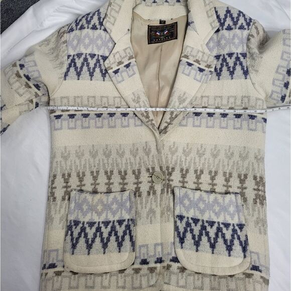 VINTAGE 90s peacoat French County Express wool blend southwestern‎ oversized M - Picture 14 of 15
